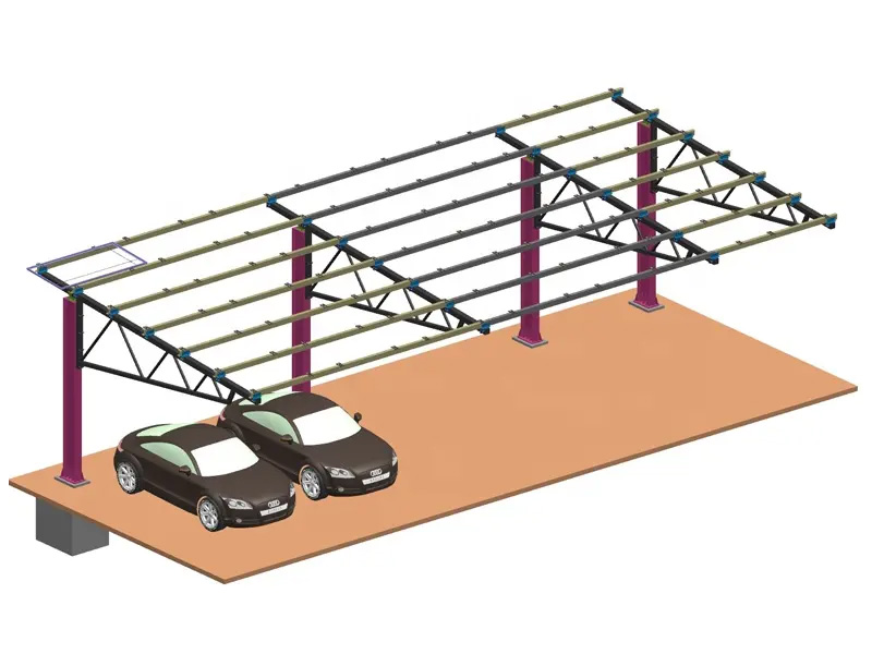 Sistema de montaje solar en tierra Estacionamiento de automóviles YRK-Carport04