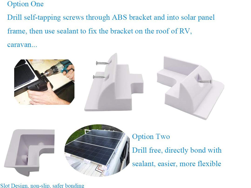 Soportes de montaje de panel solar ABS Soporte de soporte de esquina sin taladro 4 YRK-ABS01